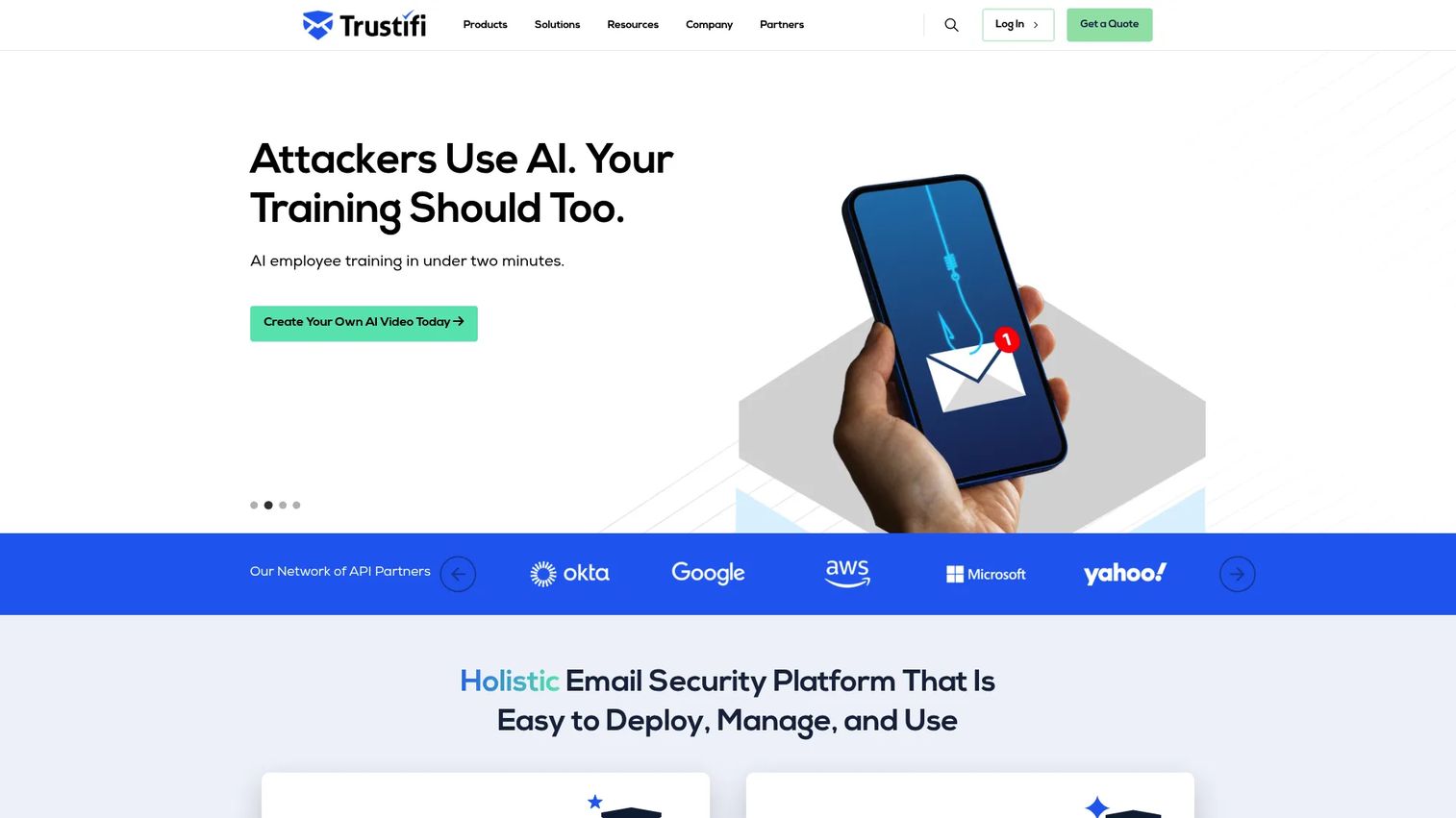 Trustifi homepage screenshot