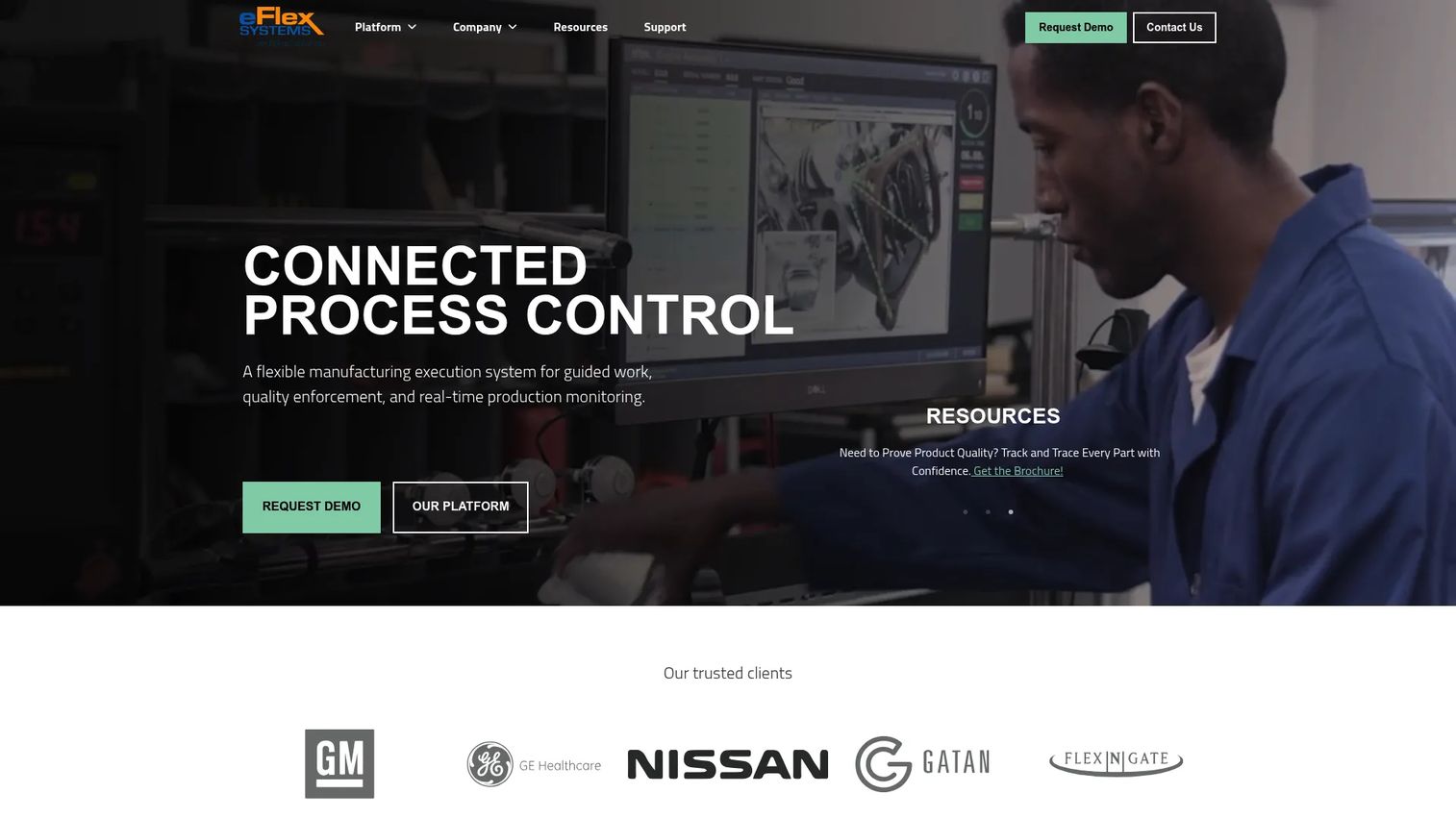 eFlex manufacturing execution platform homepage