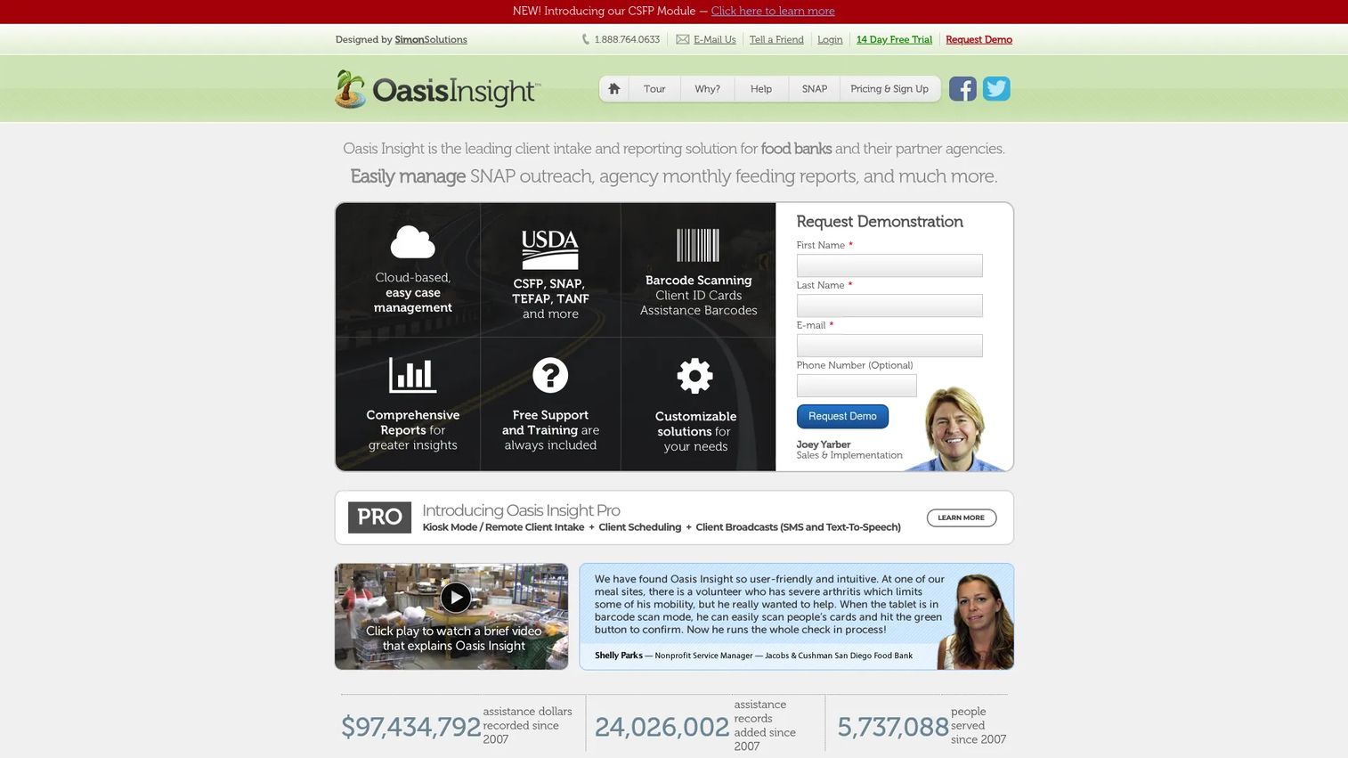 Oasis Insight homepage screenshot
