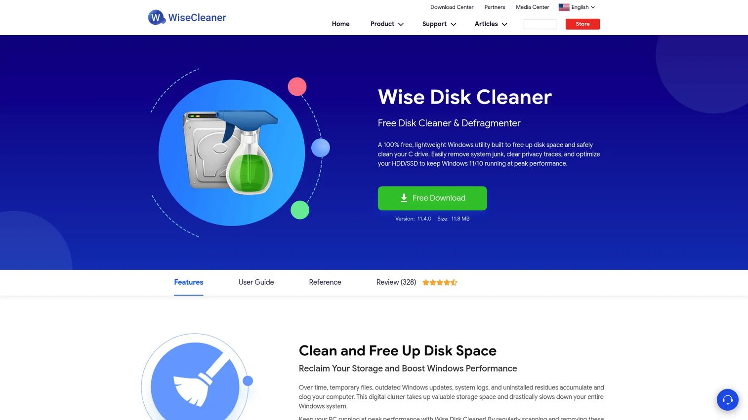 Wise Disk Cleaner scan results and scheduled cleanup controls