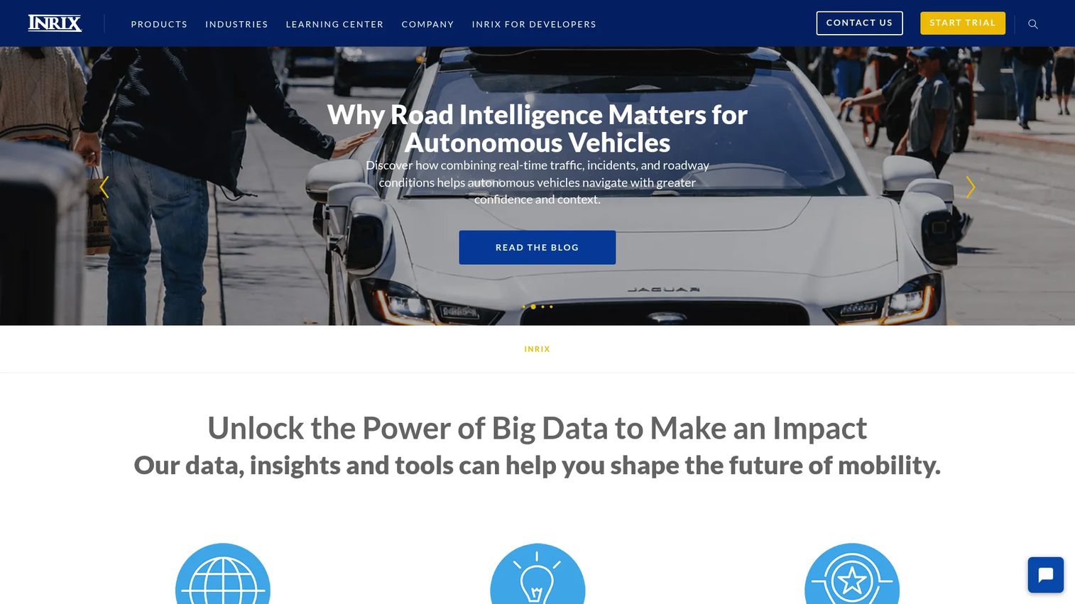 INRIX traffic and roadway intelligence dashboard.