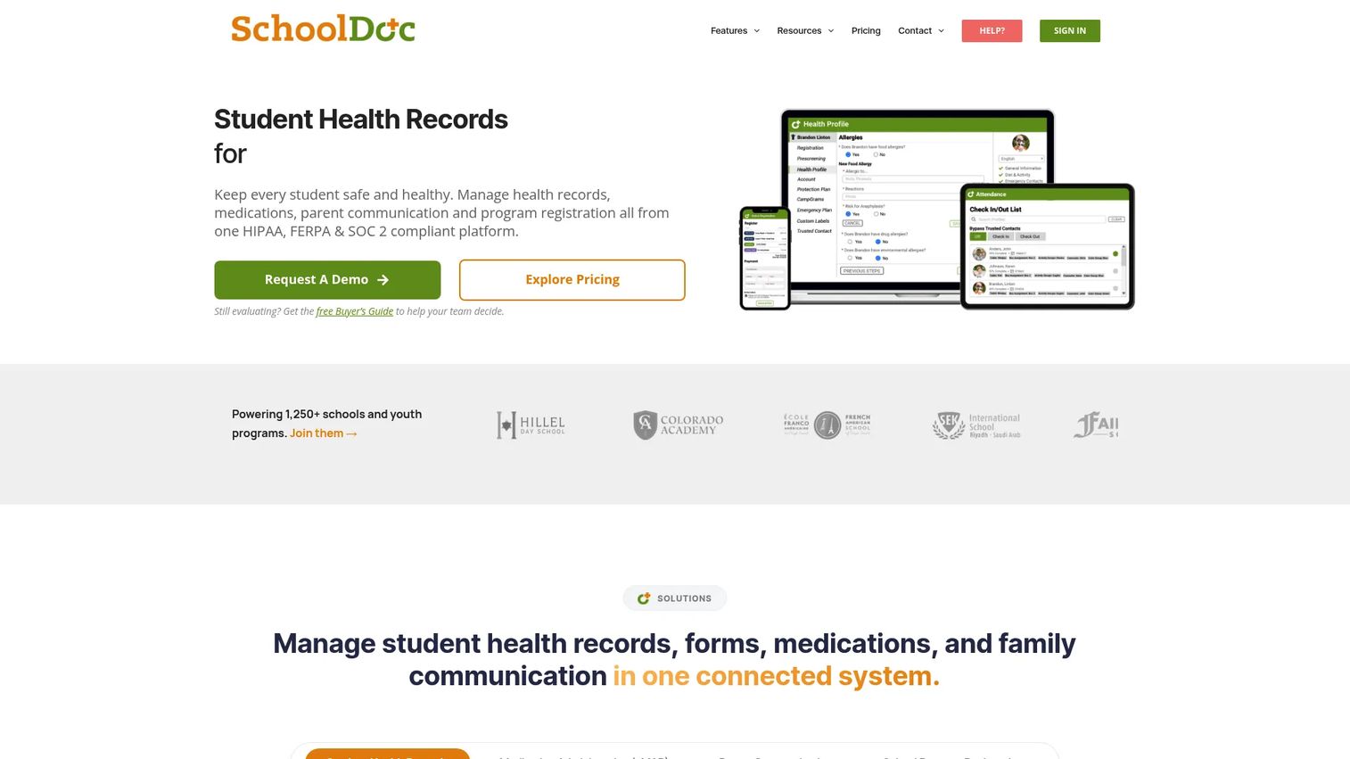 SchoolDoc student electronic health records software
