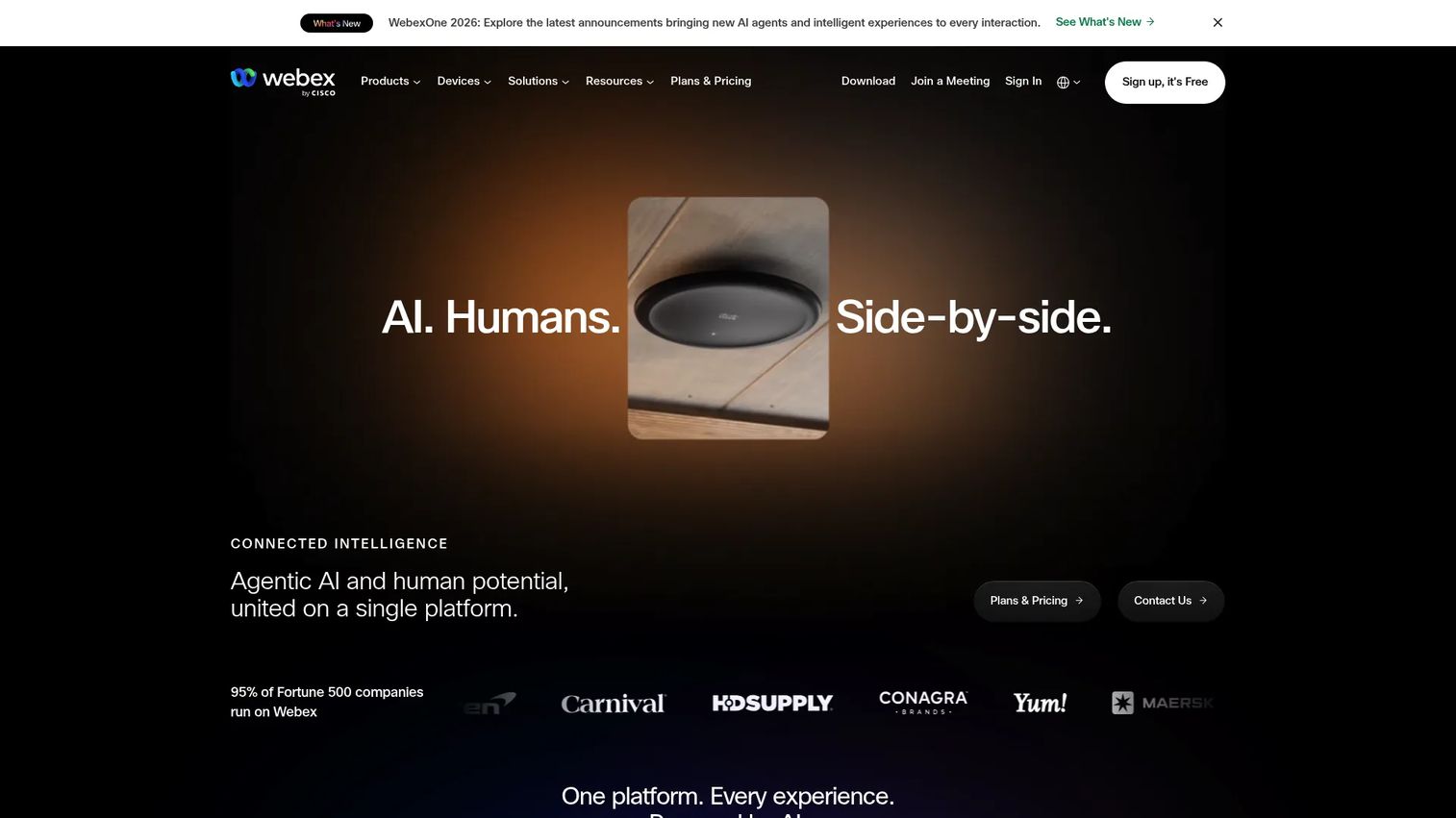 Cisco Webex homepage screenshot