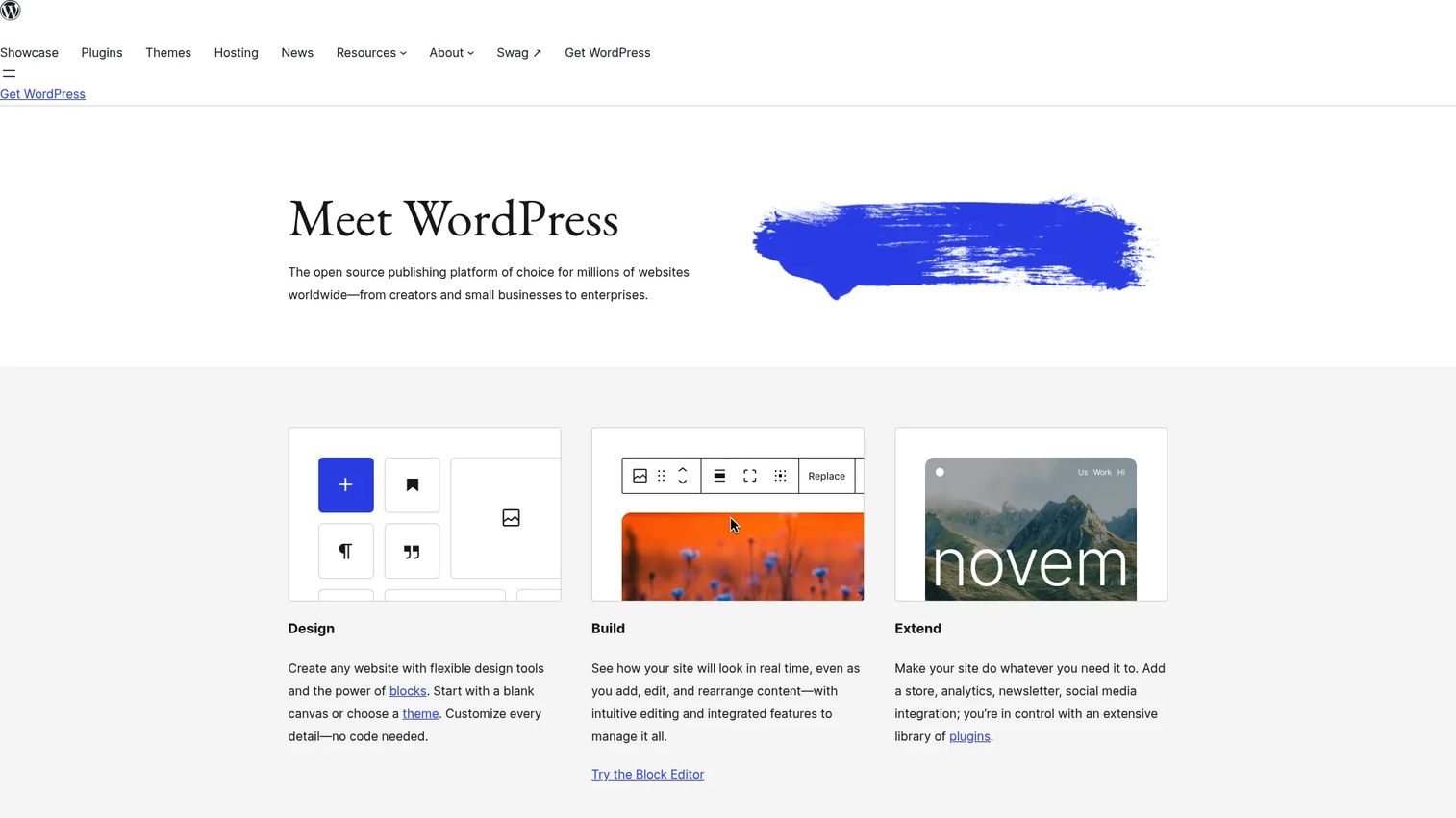WordPress publishing dashboard for website and blog content