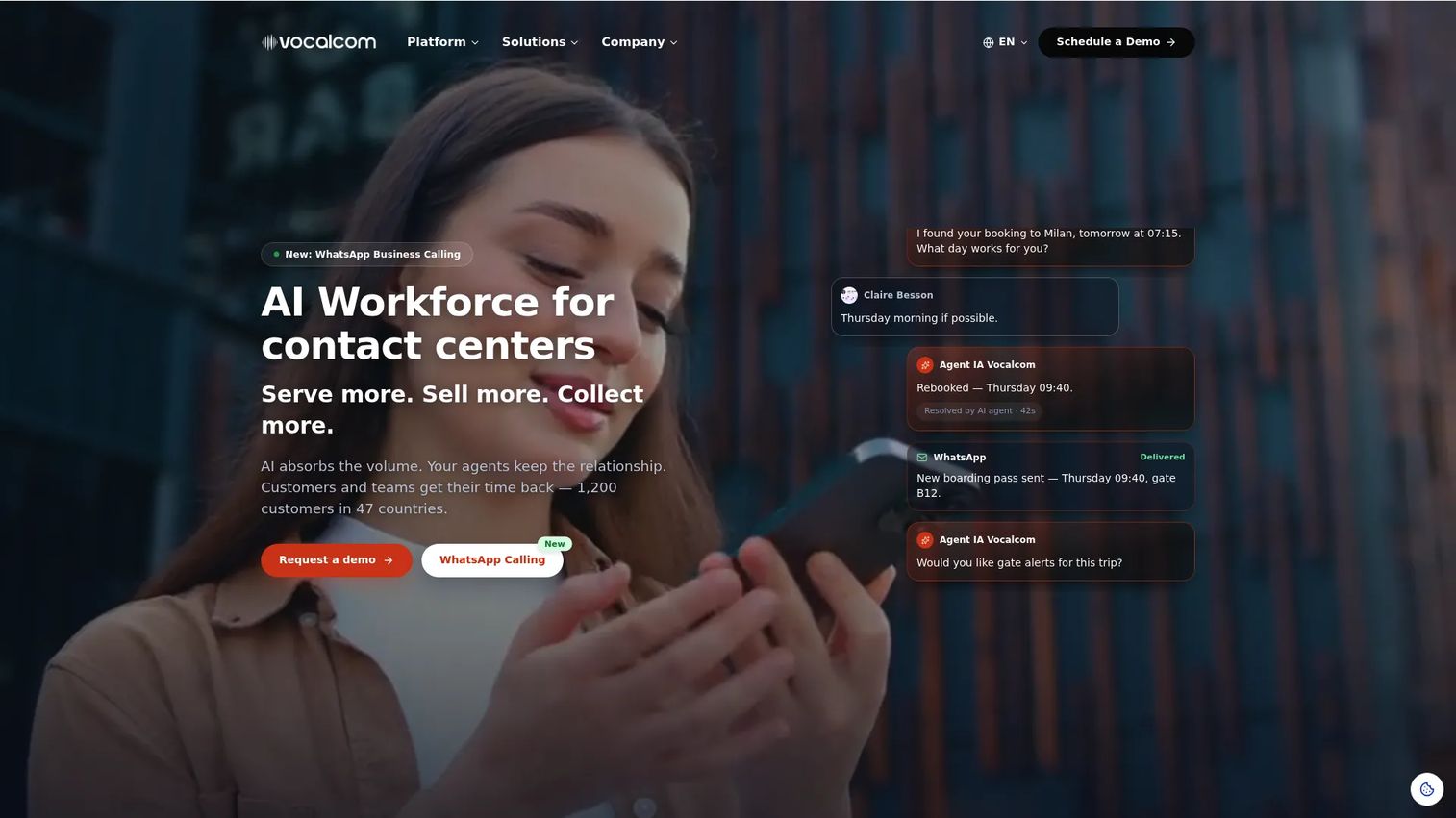 Vocalcom homepage screenshot