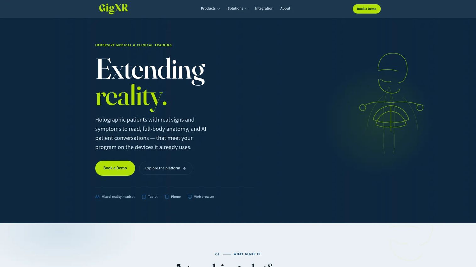 GigXR homepage screenshot