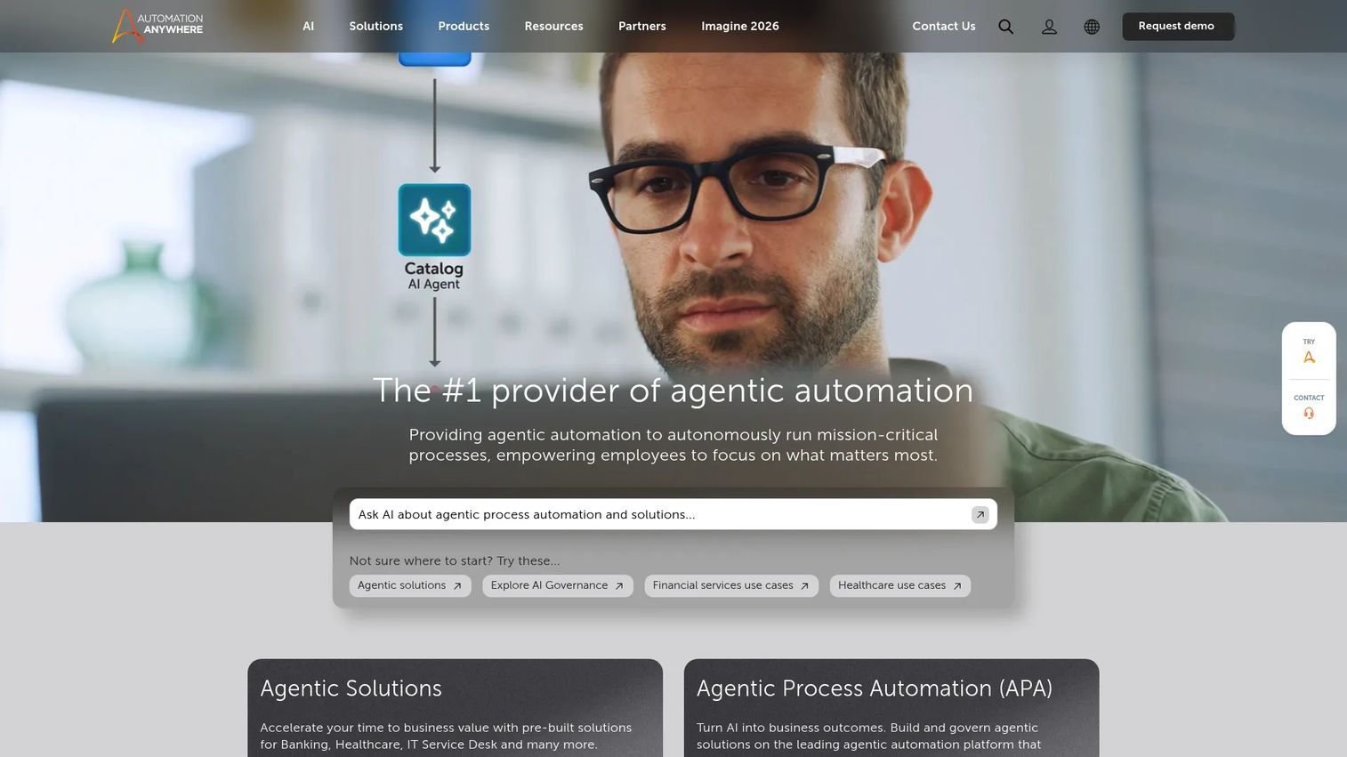 Automation Anywhere agentic process automation platform homepage