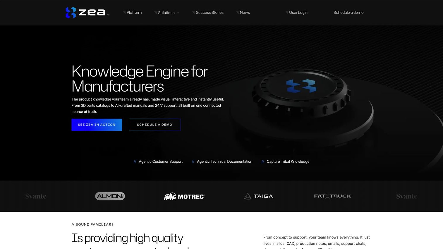 Zea Parts interactive 3D spare parts catalog with selectable model components