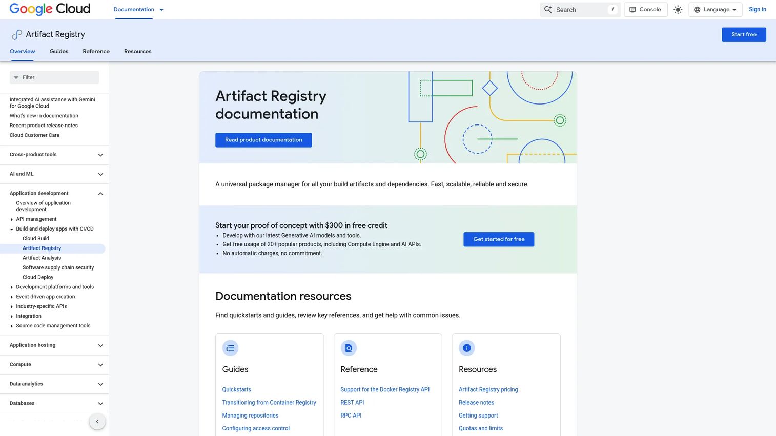 Google Artifact Registry console showing artifact repositories and regional storage settings