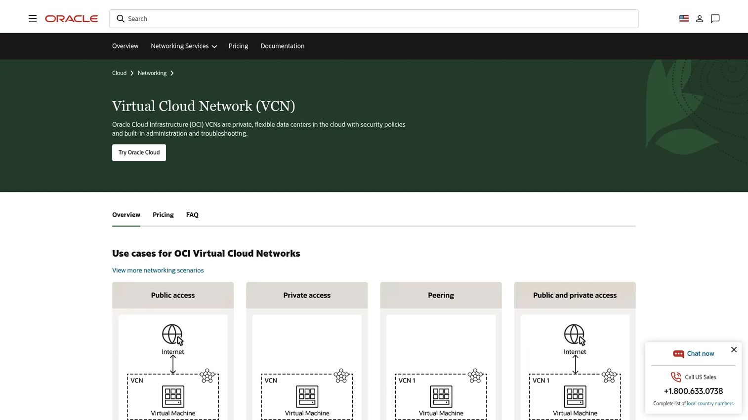 Oracle Cloud Infrastructure virtual cloud network with subnets and private services