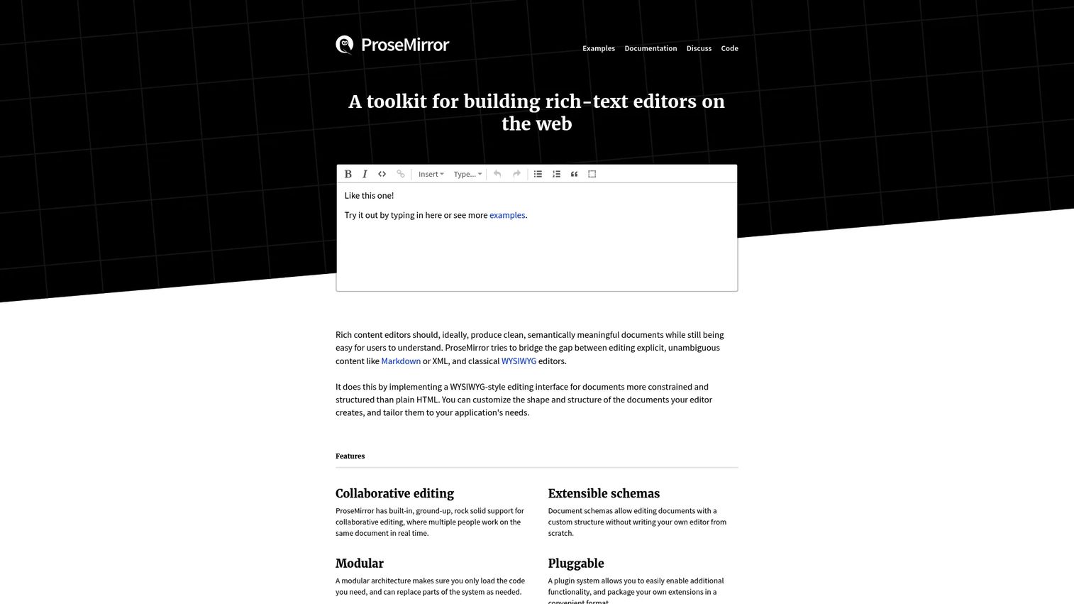 ProseMirror homepage screenshot