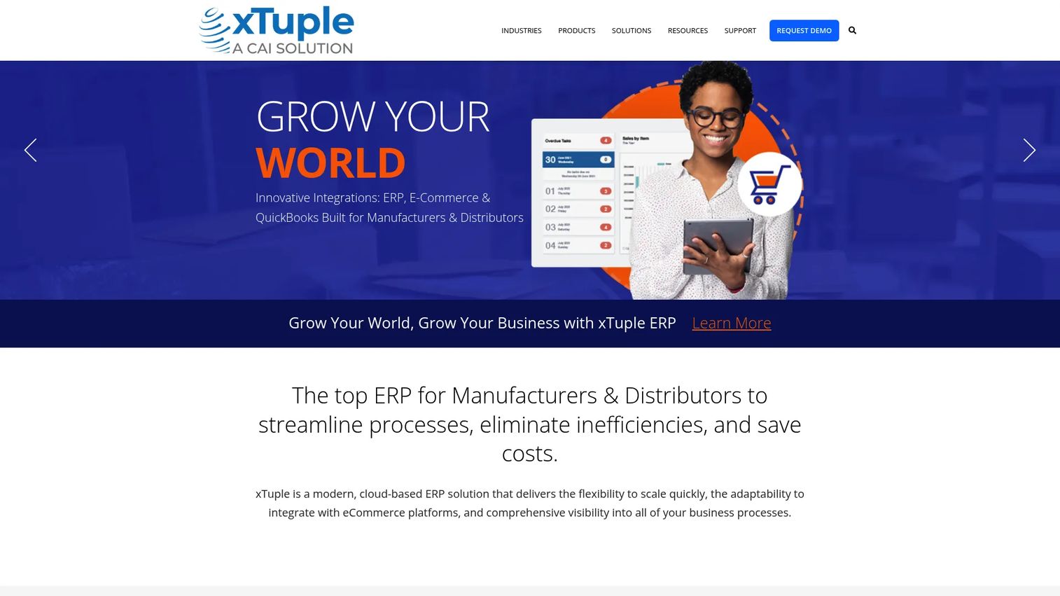 xTuple manufacturing ERP interface for inventory and production management