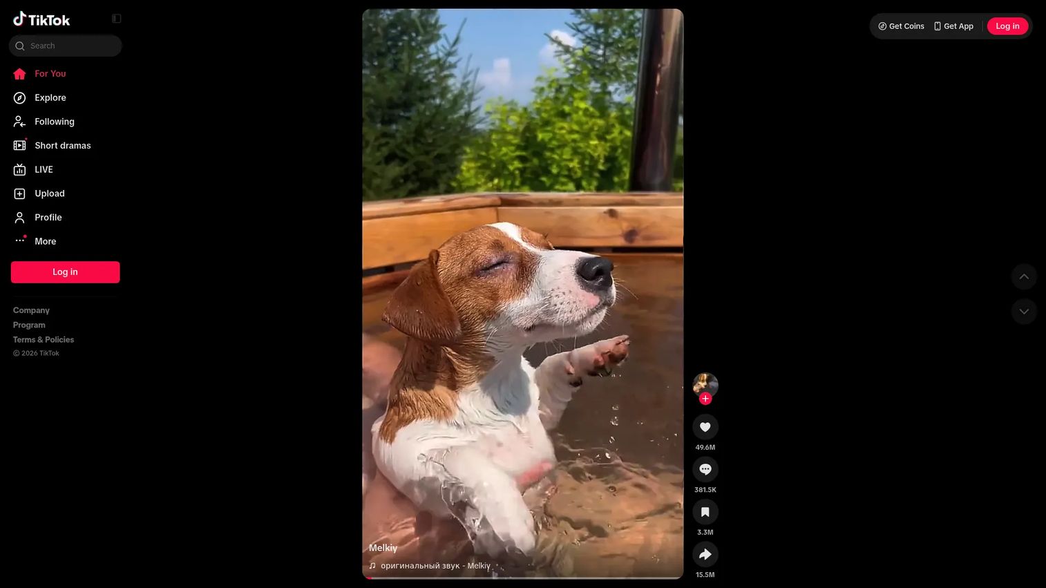 TikTok homepage screenshot
