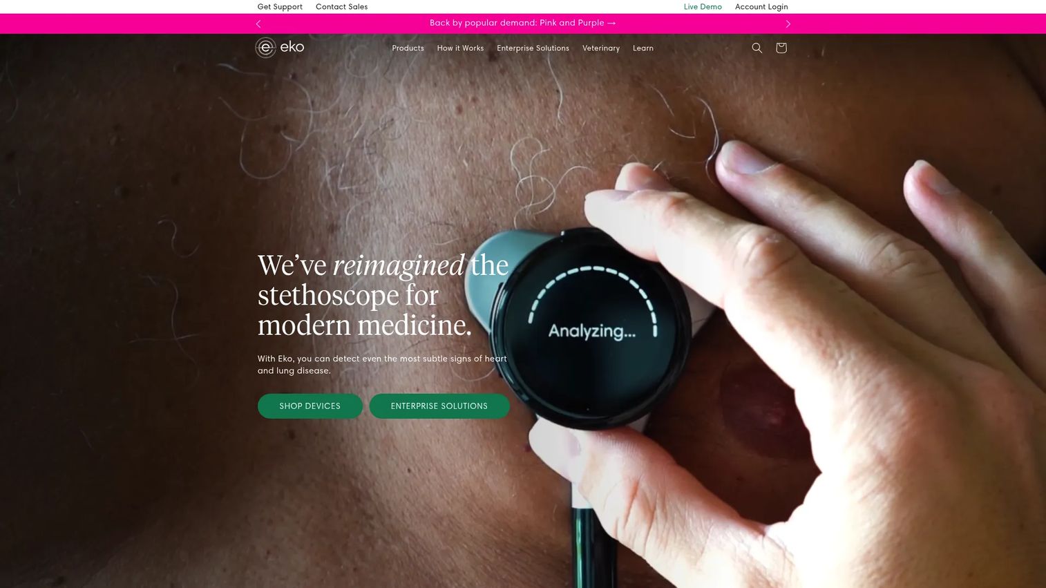 Eko Health homepage screenshot