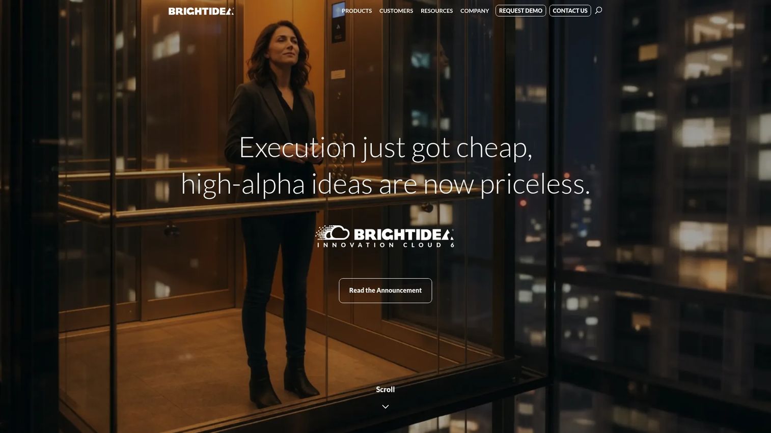 Brightidea enterprise innovation portfolio management platform homepage