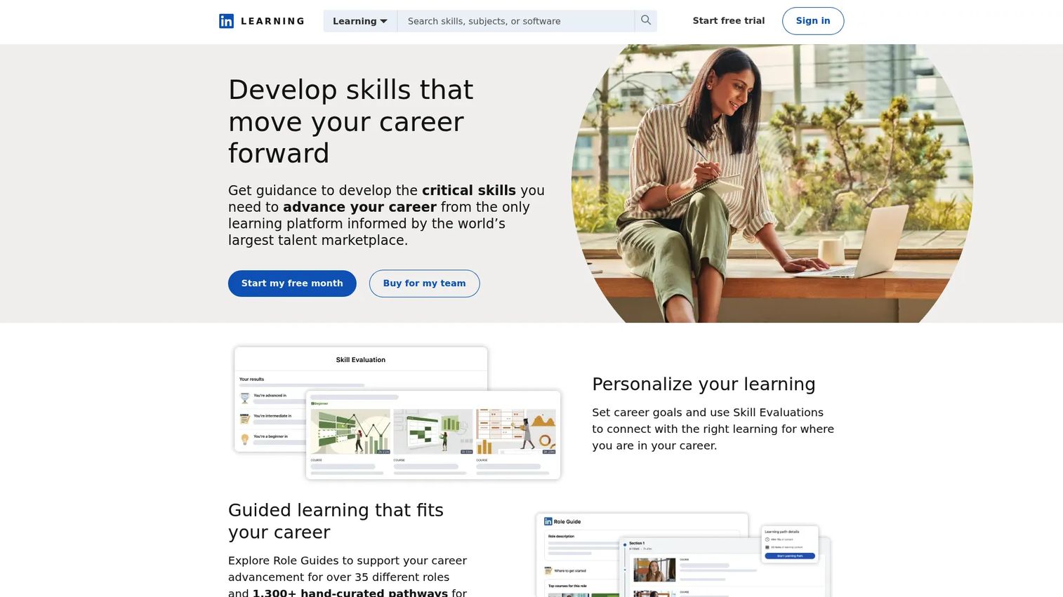 LinkedIn Learning homepage screenshot
