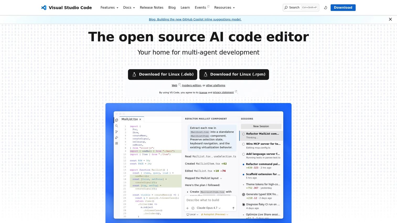 Visual Studio Code showing source files, extensions, terminal, and debugging panel