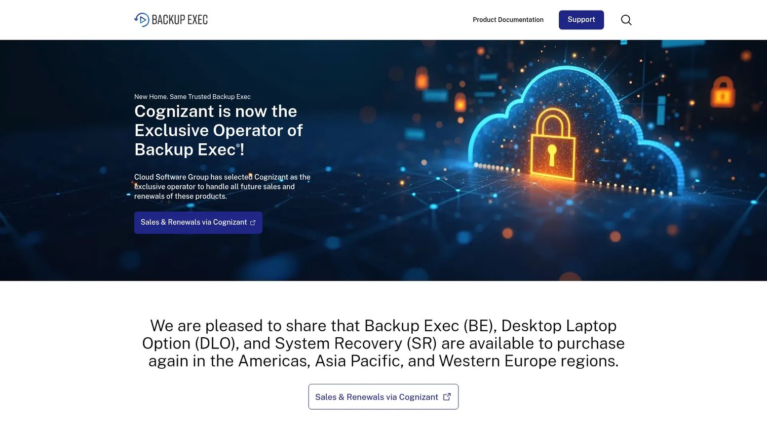 Backup Exec backup and recovery console