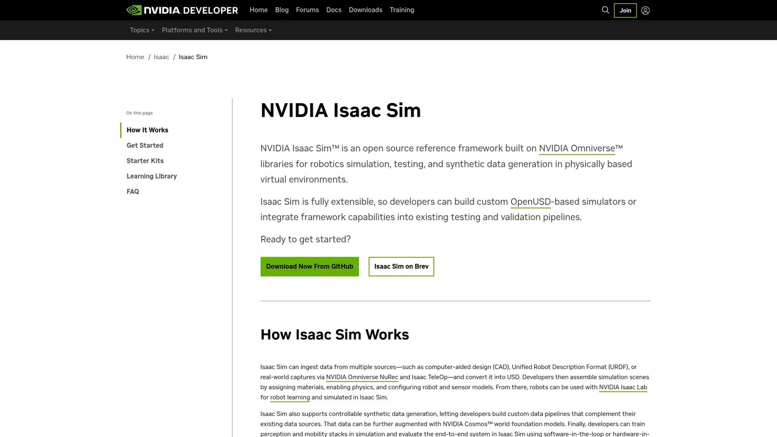 NVIDIA Isaac Sim warehouse robot simulation with synthetic sensor data