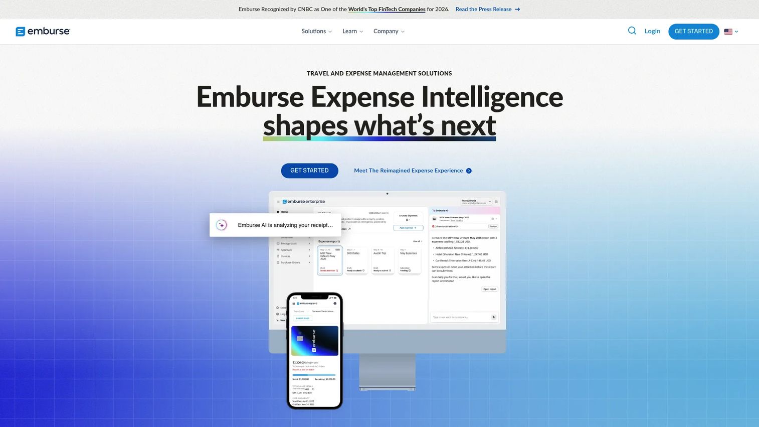 Emburse expense and travel management software dashboard
