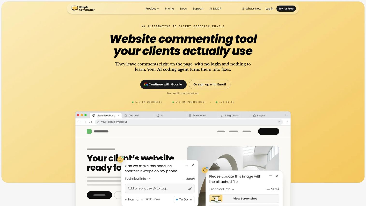 Simple Commenter homepage screenshot