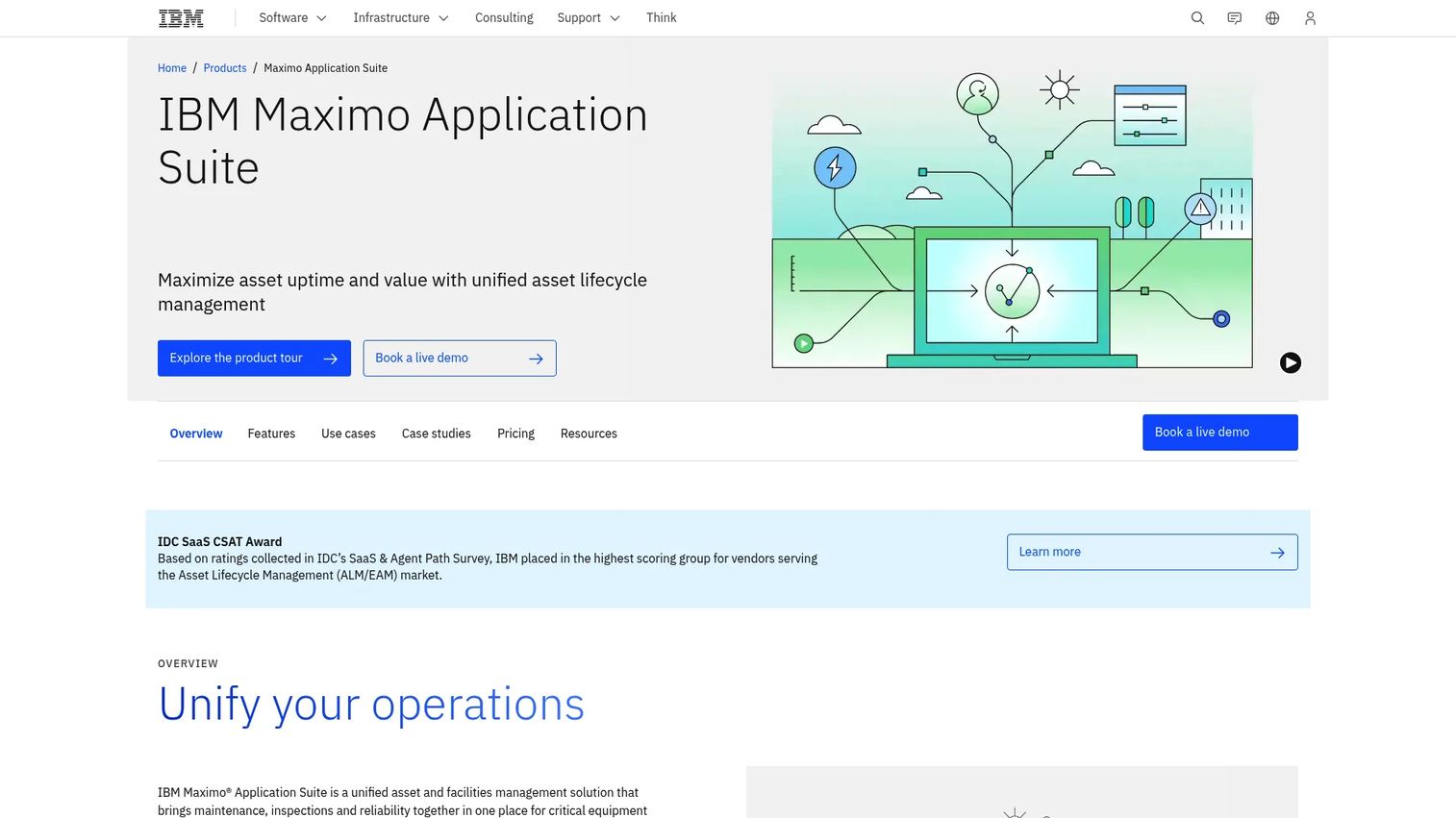 IBM Maximo Application Suite asset health and enterprise asset management interface