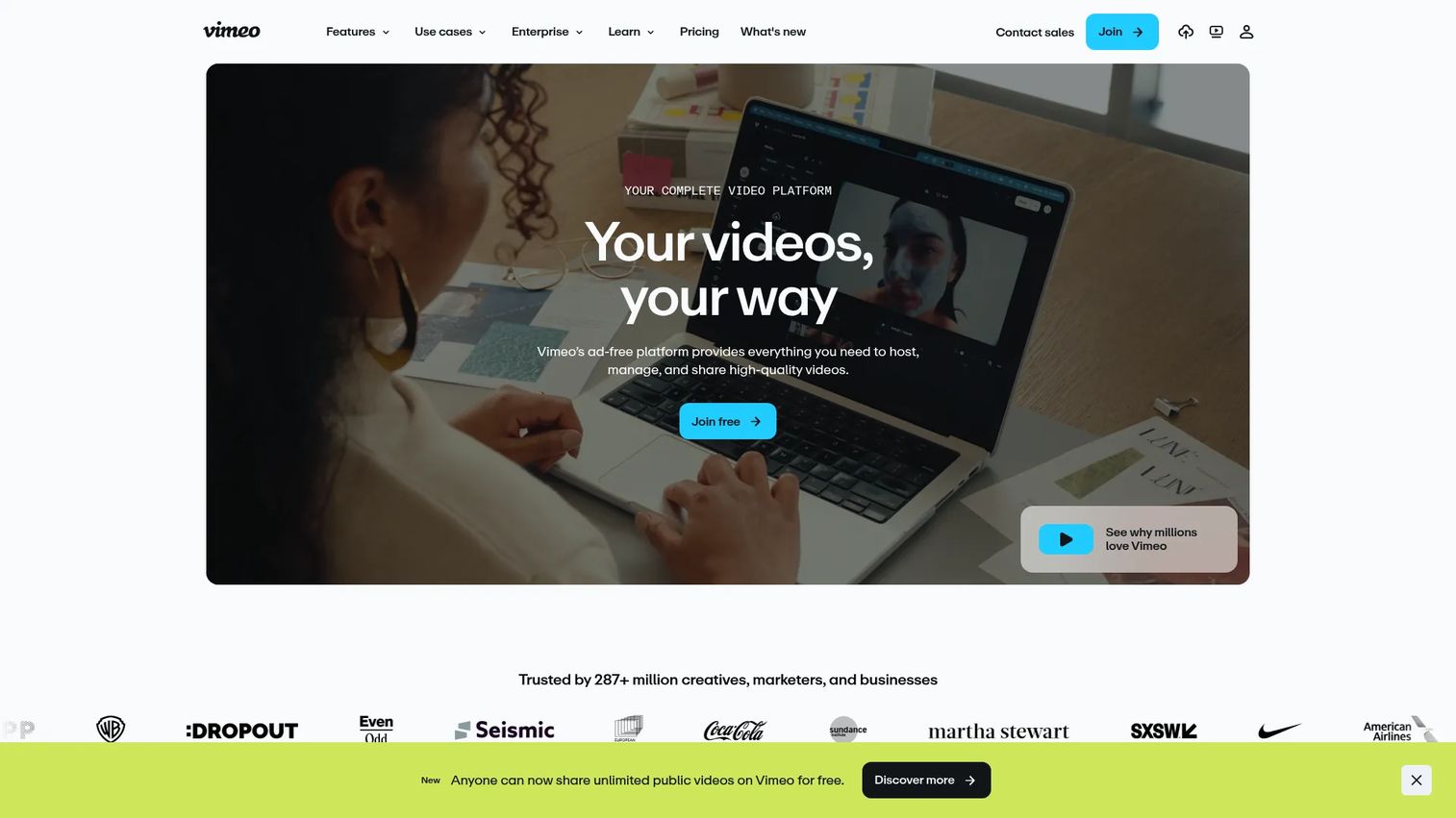 Vimeo video hosting and product demo analytics platform