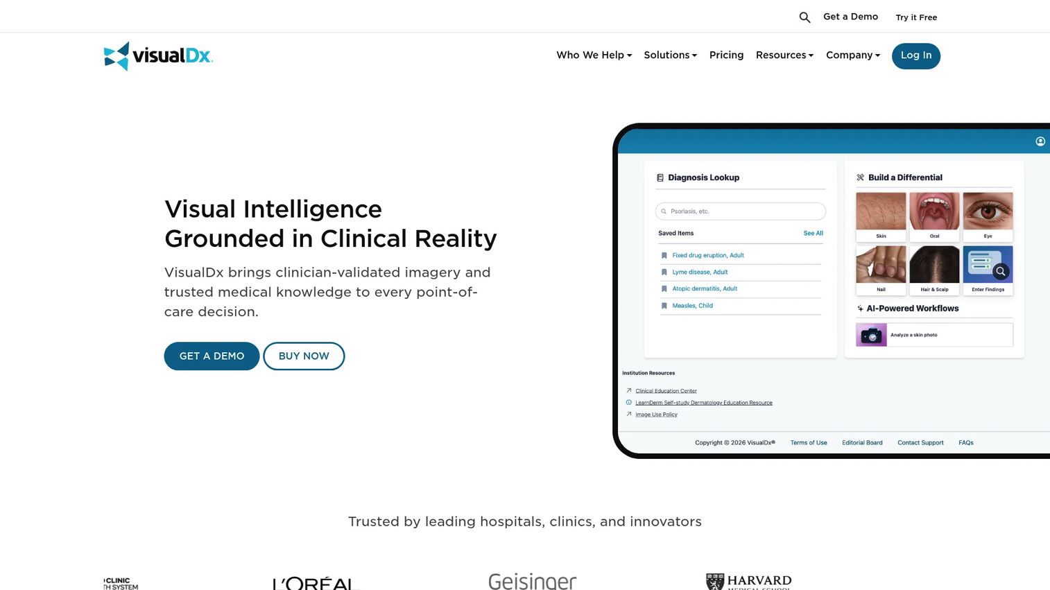 VisualDx differential diagnosis decision support interface with medical images