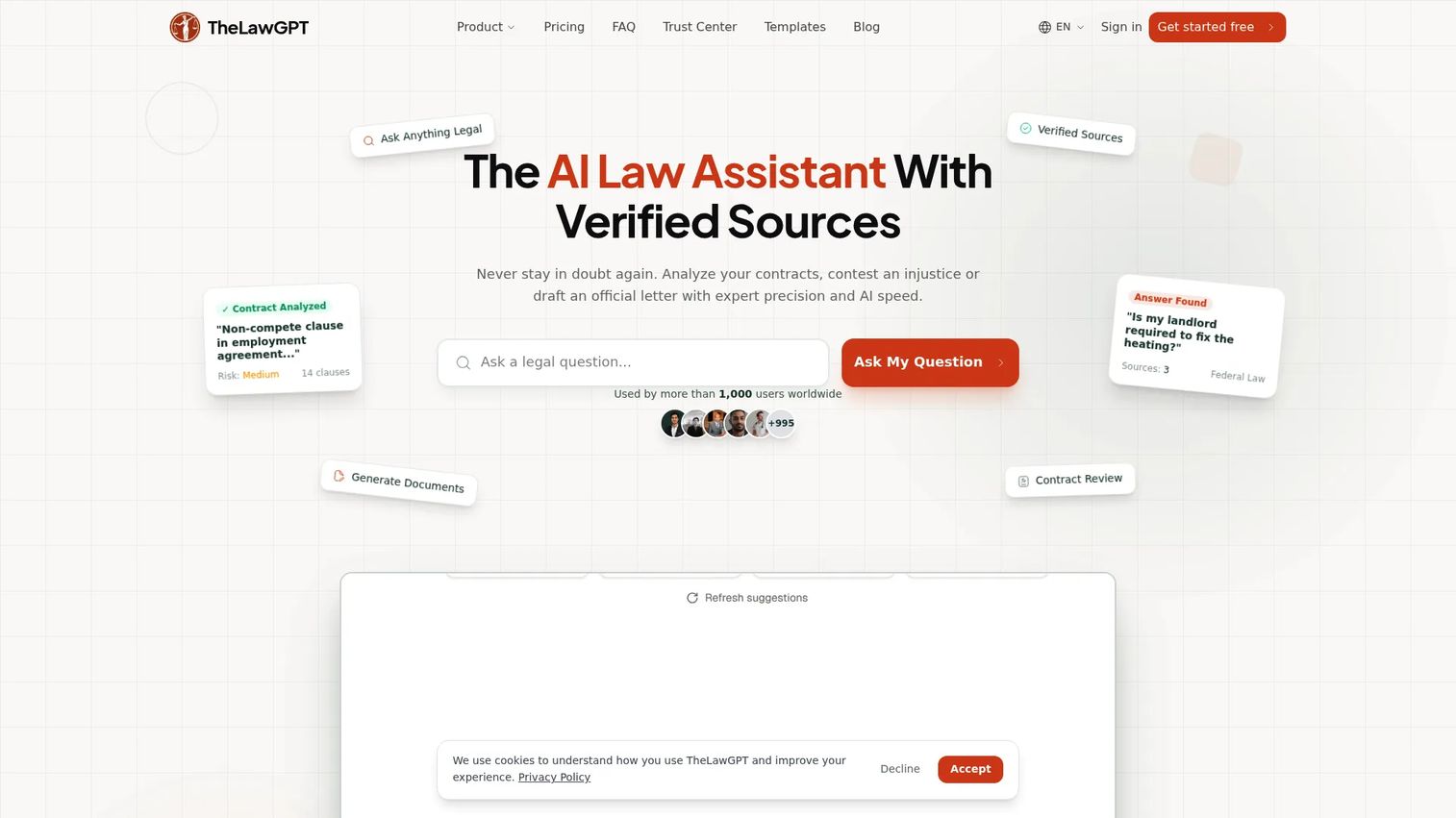 TheLawGPT homepage screenshot