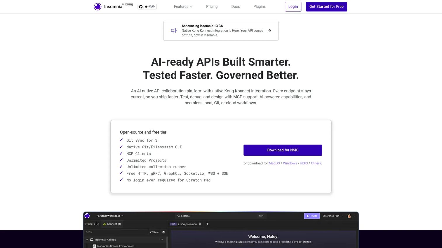 Insomnia API client showing GraphQL requests and environment settings