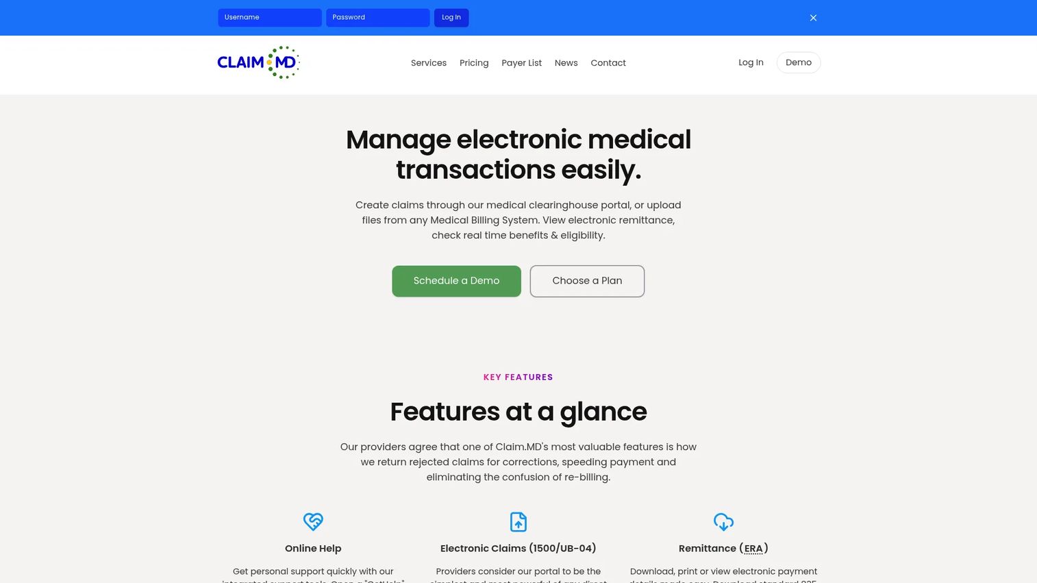 ClaimMD claims clearinghouse and medical billing software