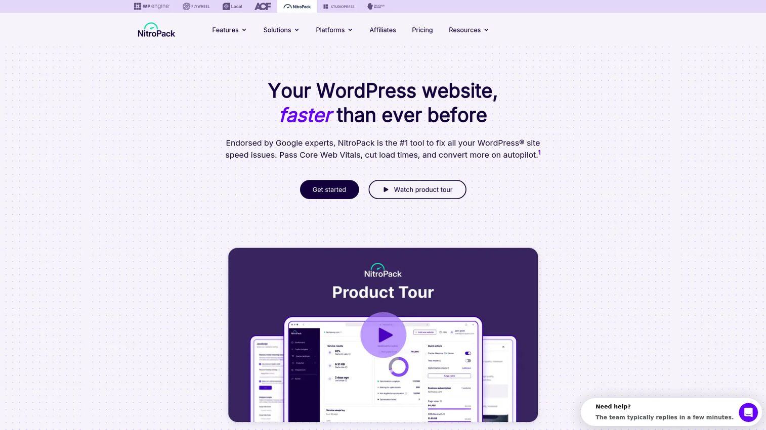 NitroPack website optimization dashboard