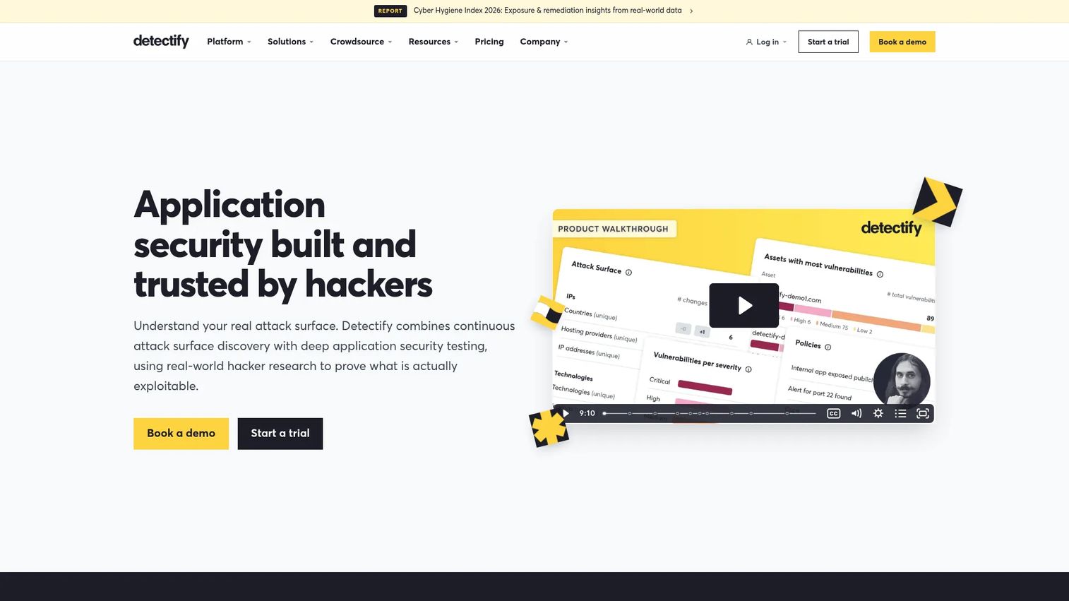 Detectify application scanning dashboard for authenticated web application security tests