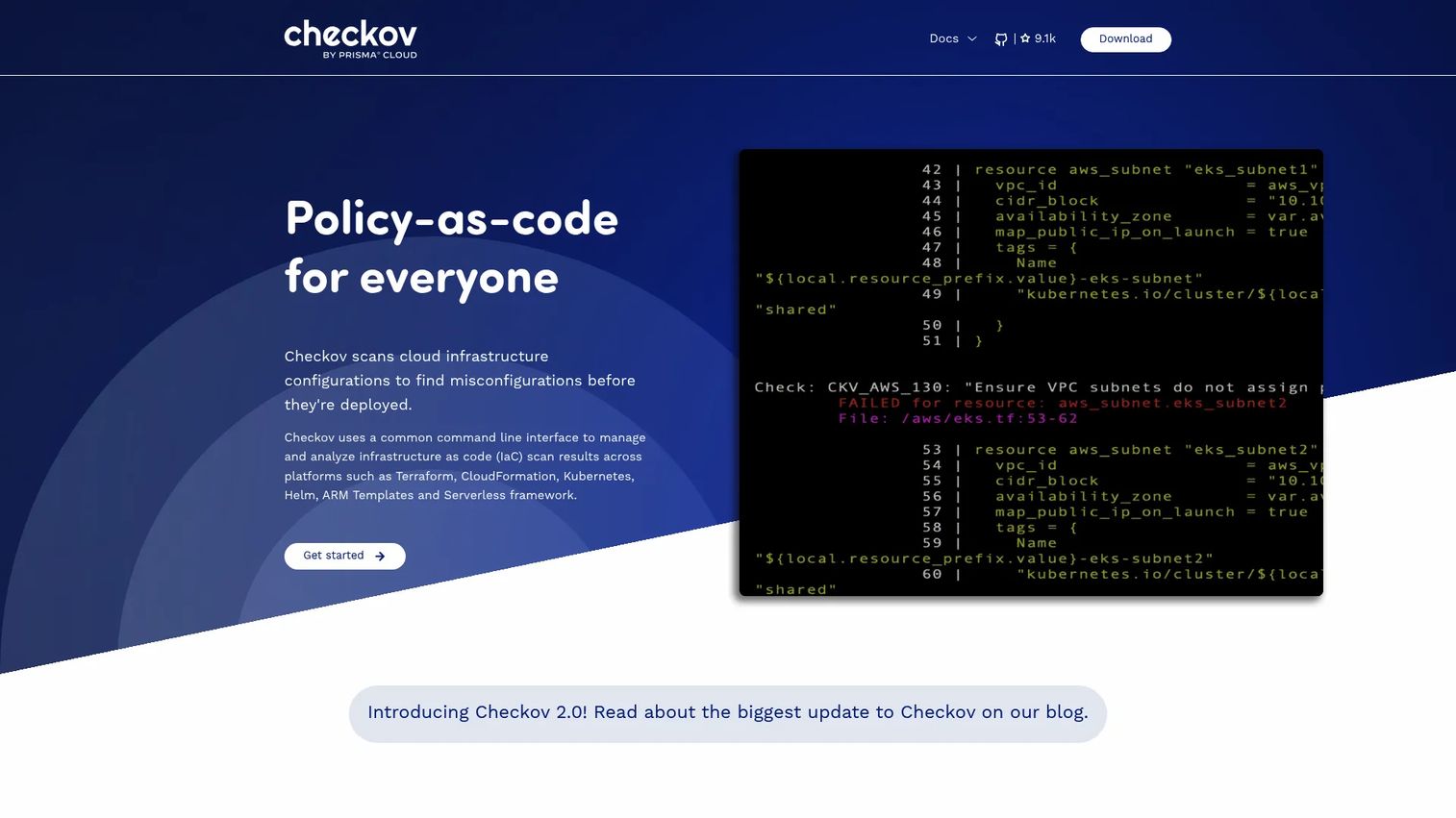 Checkov infrastructure-as-code policy scan results