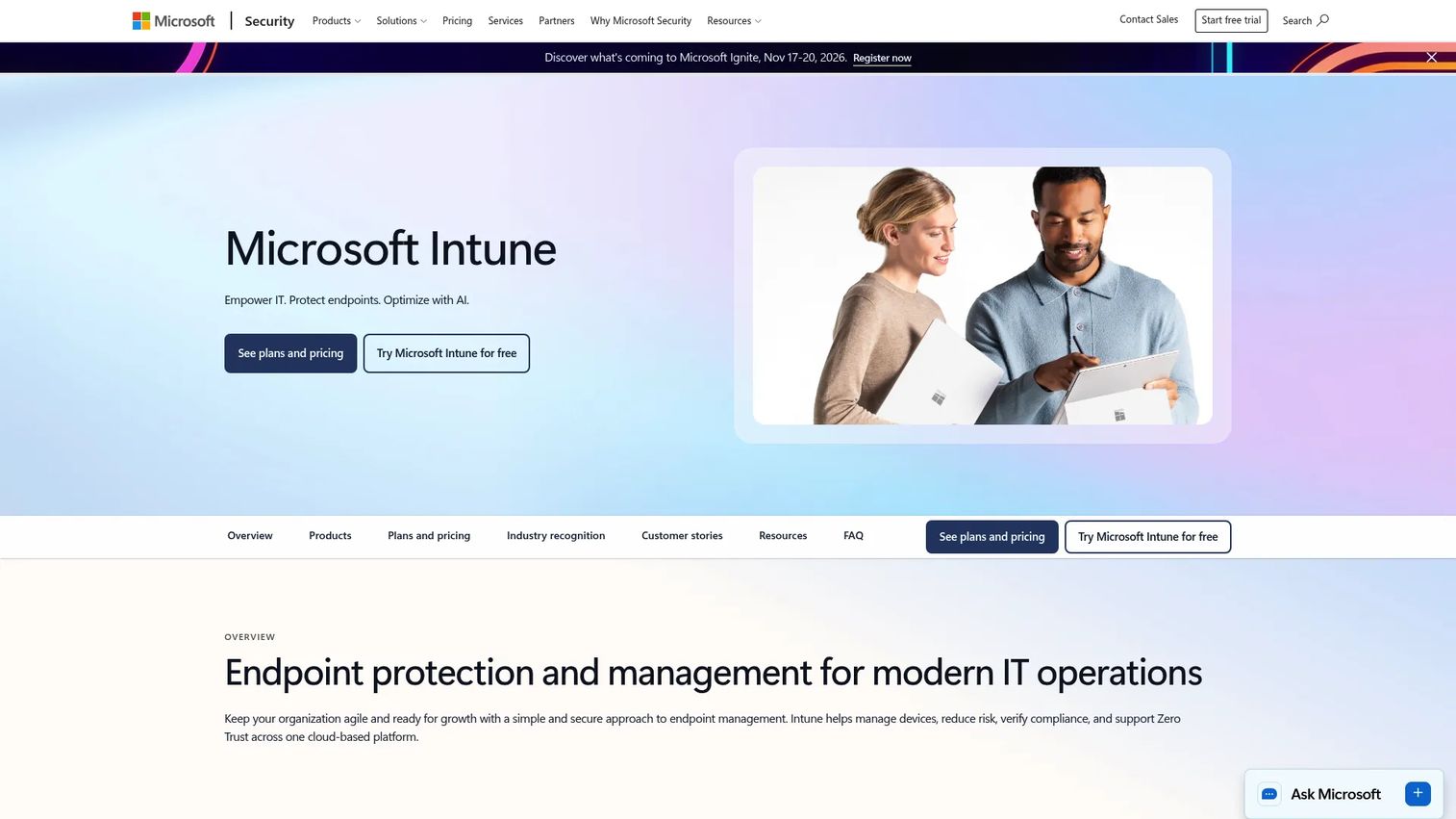 Microsoft Intune Company Portal showing enterprise app deployment options