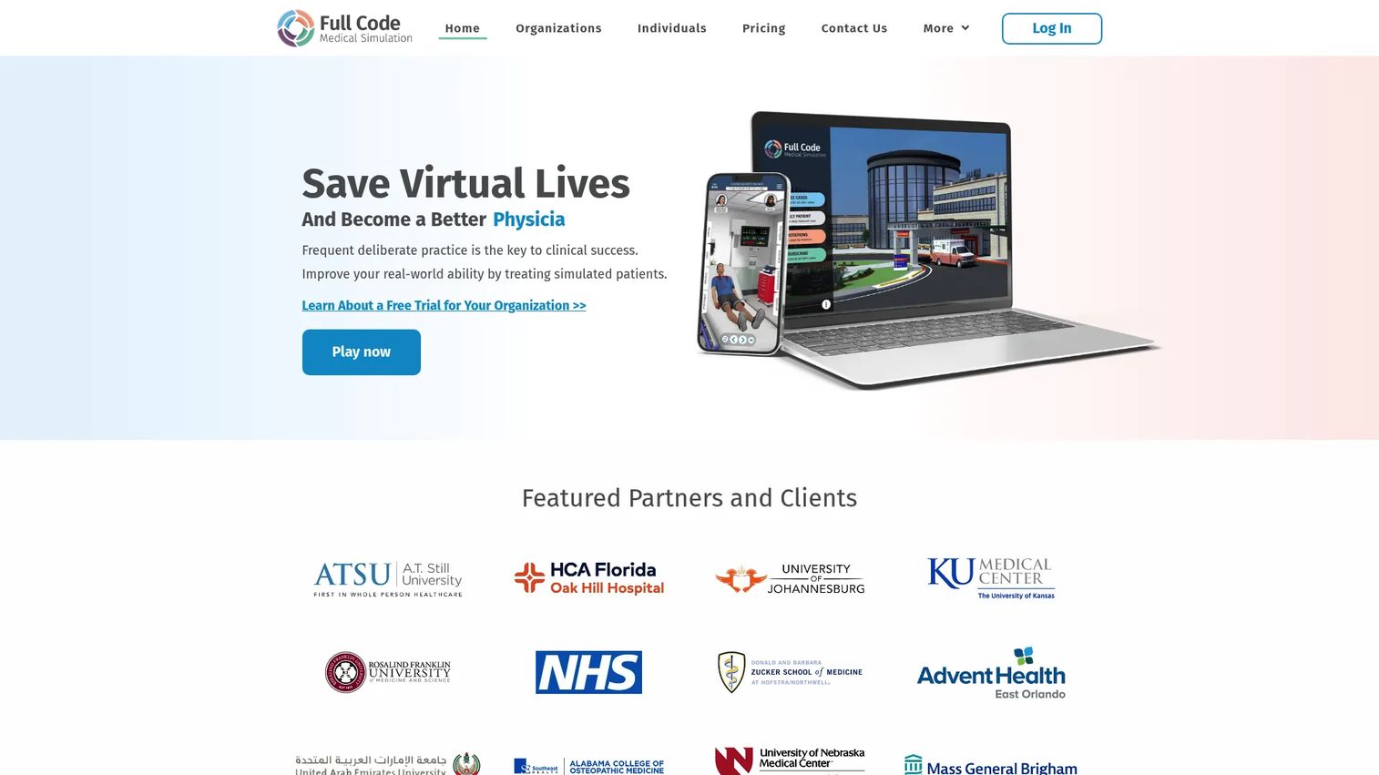Full Code Medical Simulation virtual patient case interface