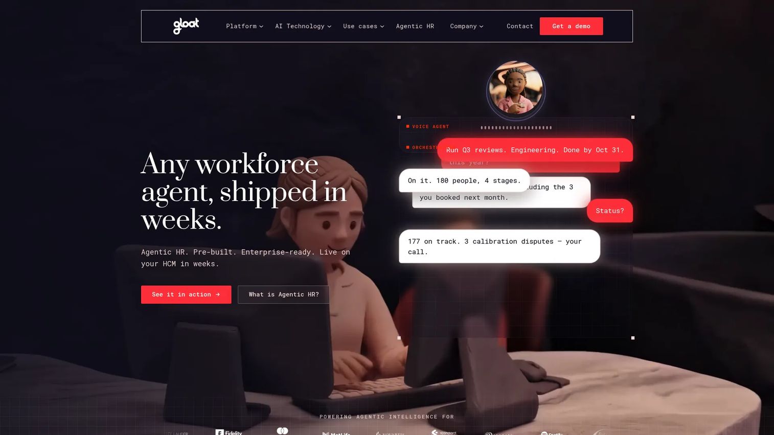 Gloat homepage screenshot