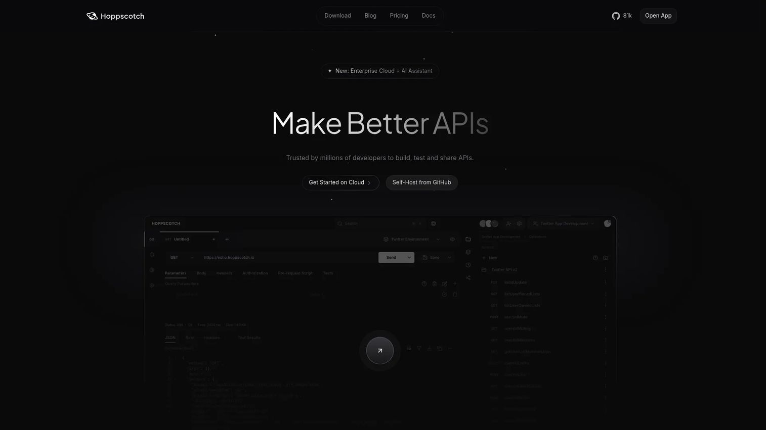 Hoppscotch browser API client for testing requests and collections