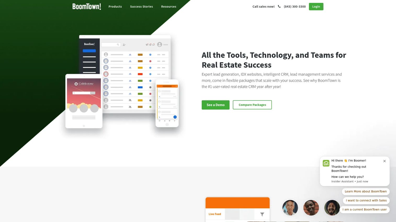 BoomTown real estate CRM dashboard for team lead conversion