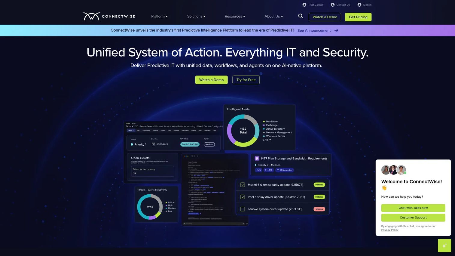 ConnectWise Automate homepage screenshot