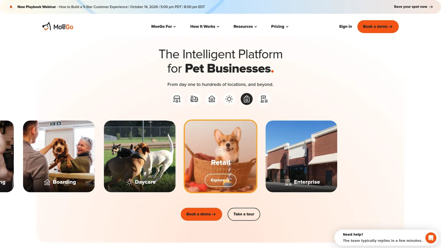 MoeGo pet grooming software calendar