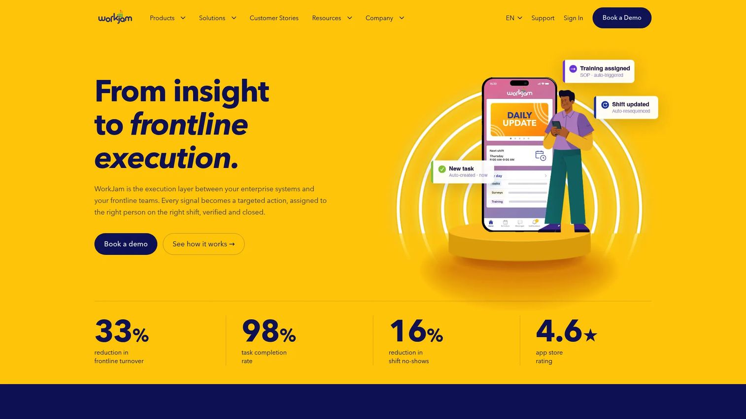 WorkJam frontline task management interface for retail employees