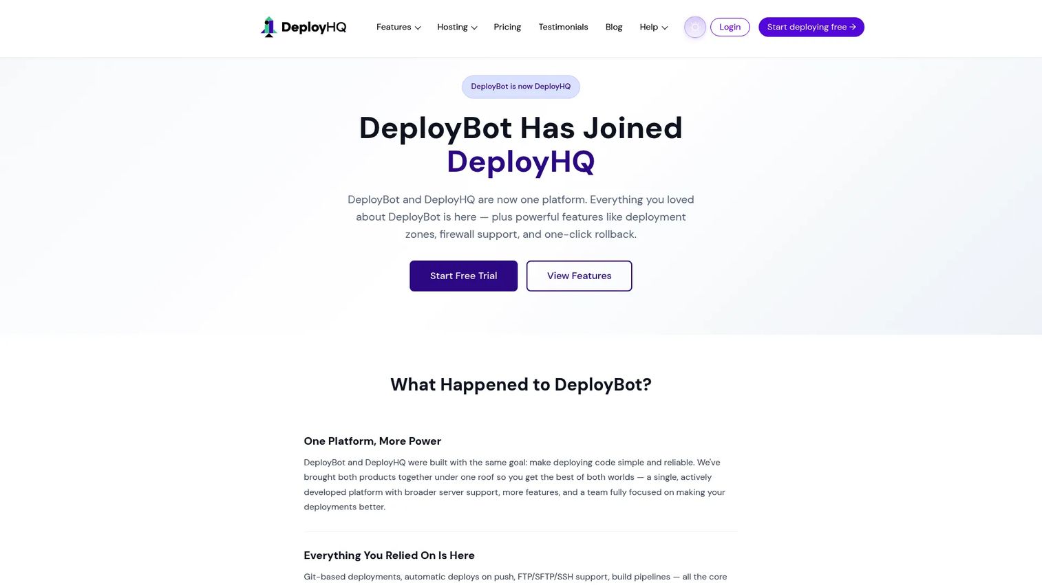 DeployBot deployment workflow