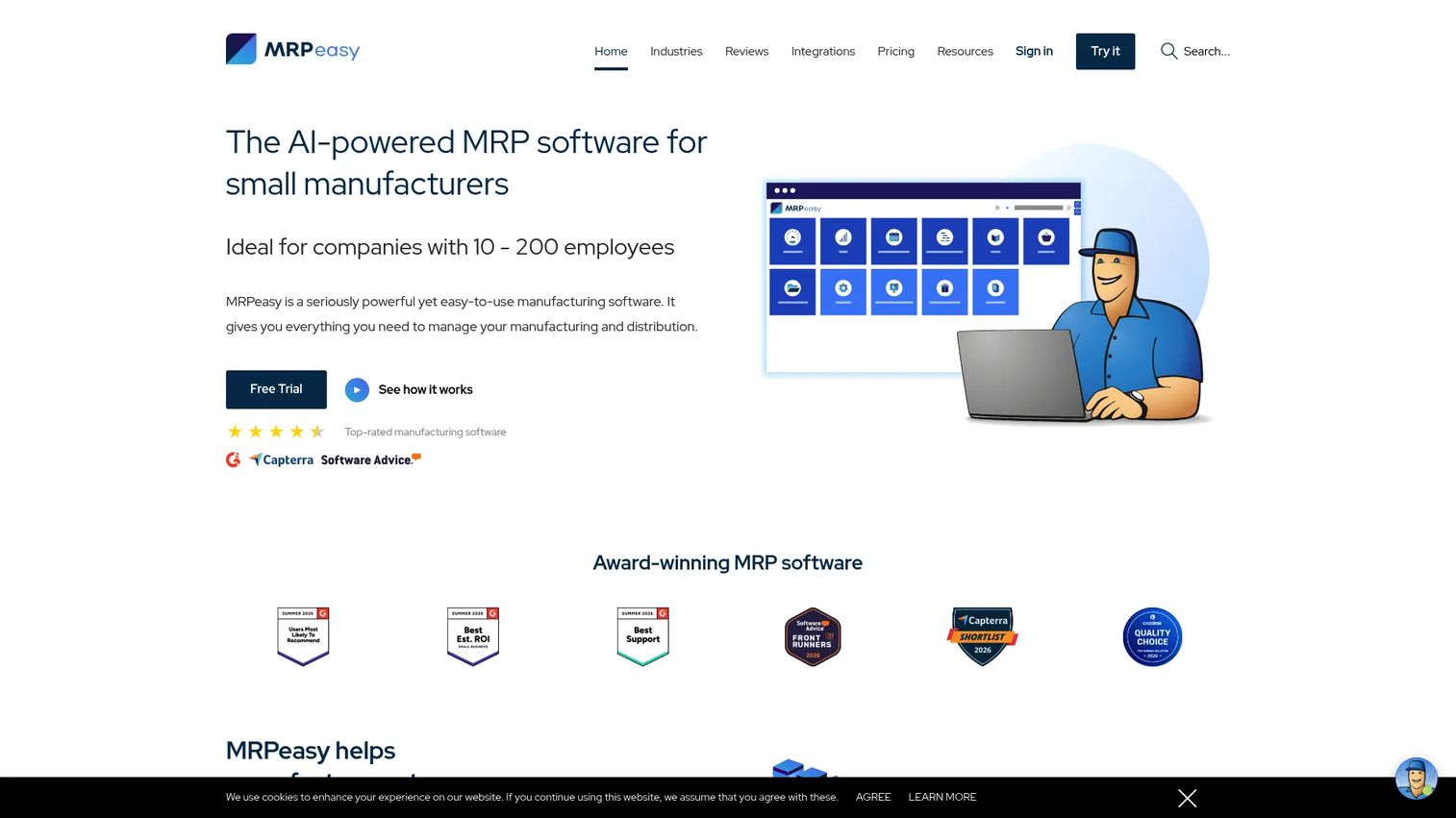 MRPeasy production planning and scheduling dashboard