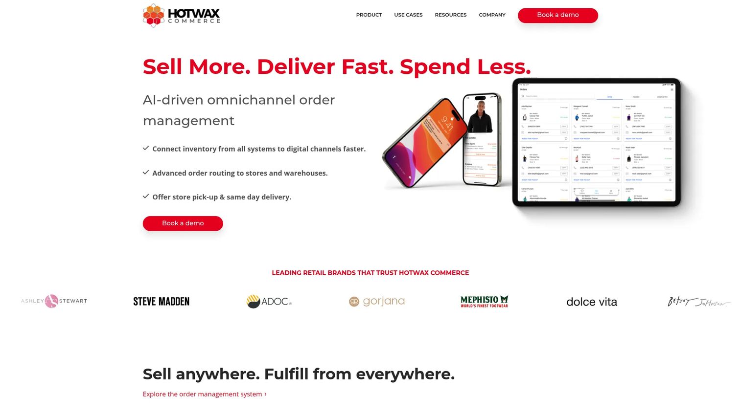 HotWax Commerce homepage screenshot
