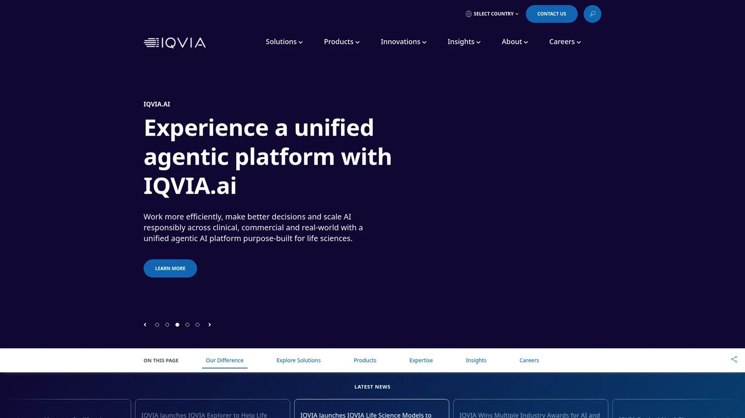 IQVIA homepage screenshot