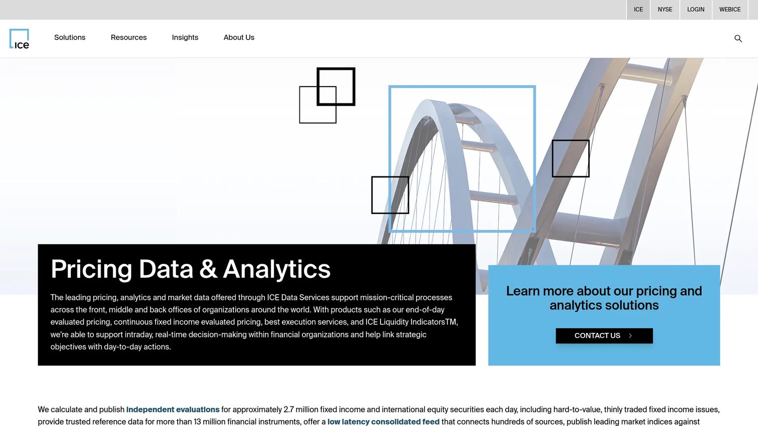 ICE Data Services fixed income evaluated pricing and liquidity analytics.