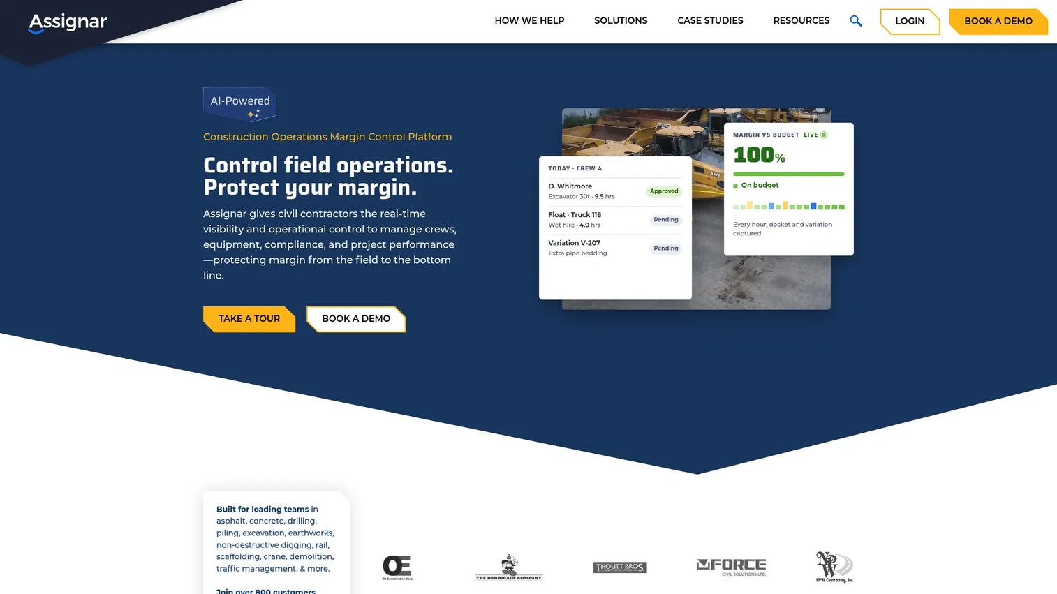 Assignar construction workforce operations dashboard