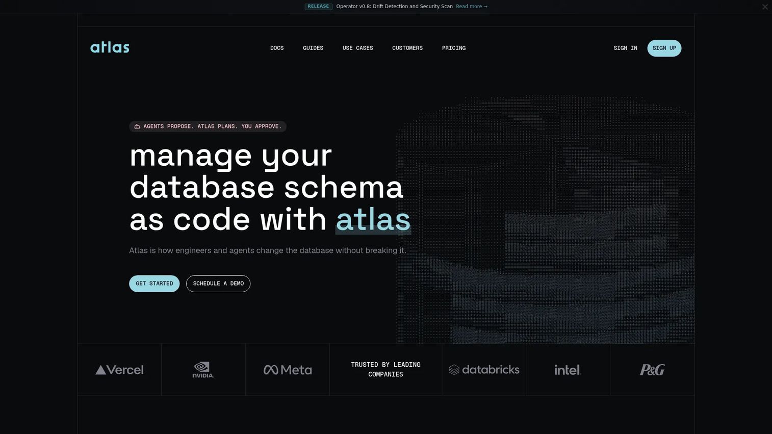 Atlas schema-as-code workflow for declarative database migrations and schema diffs