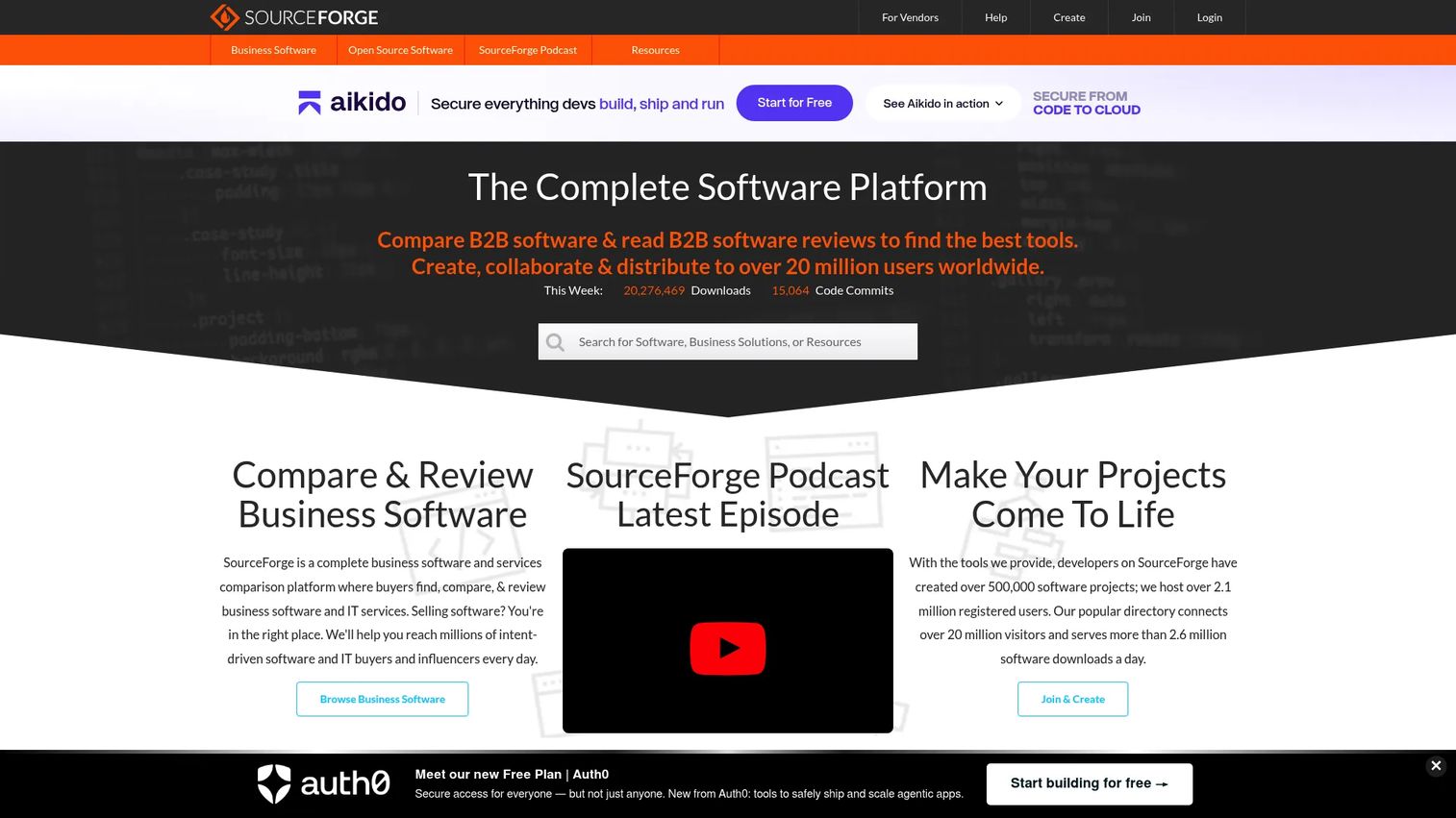 SourceForge software directory and comparison platform